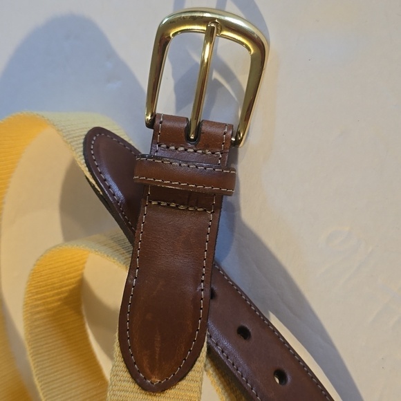 Torino Womens Yellow belt with brown leather ENDS Gold Buckle Sz.L main image 7